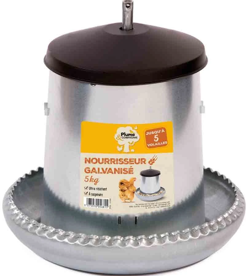 Plume & Compagnie Nourrisseur Galvanisé Pour Poules 5 Kg 3 Plume & Compagnie Nourrisseur Galvanisé Pour Poules 5 Kg